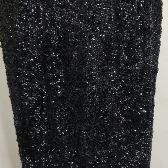 Strange Overly Sequinned Black Vintage Cocktail Dress Handsewn? Small ODD Beaded - Picture 7 of 16